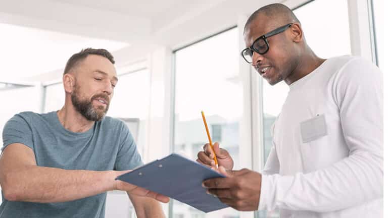 doctor and client during screening test