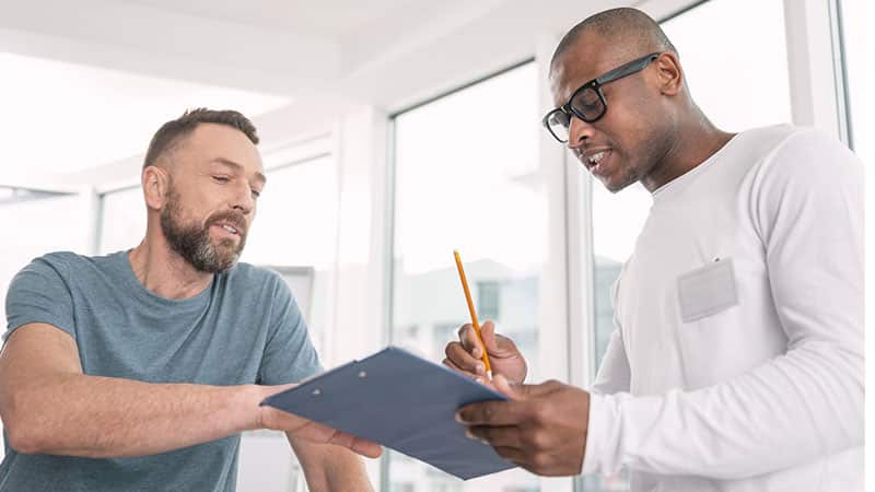 doctor and client during screening test