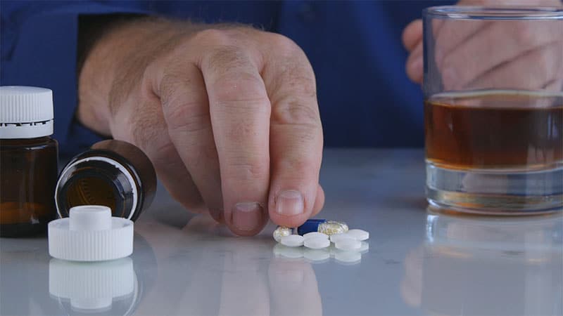 Person Combine Alcohol and Medical Pills