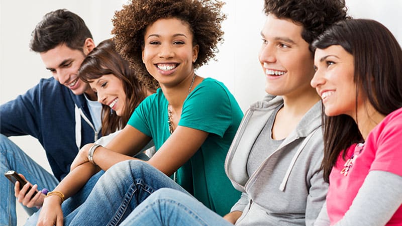 group of smiling friends